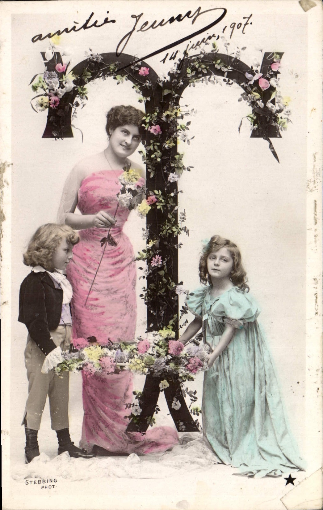 Vintage Postcard Fantasy Woman Letters Letter T Children