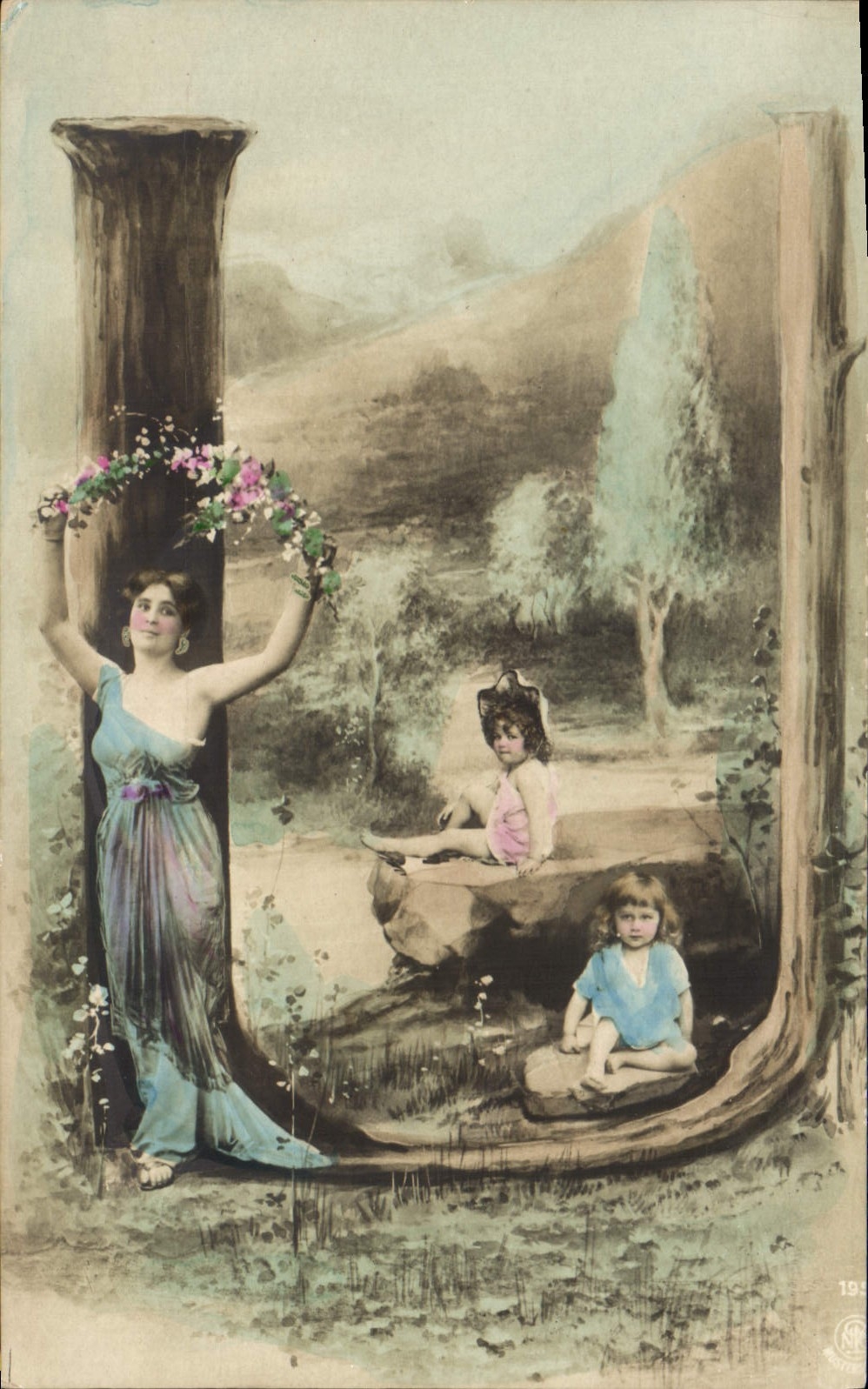 Vintage Postcard Fantasy Woman Letters Letter U
