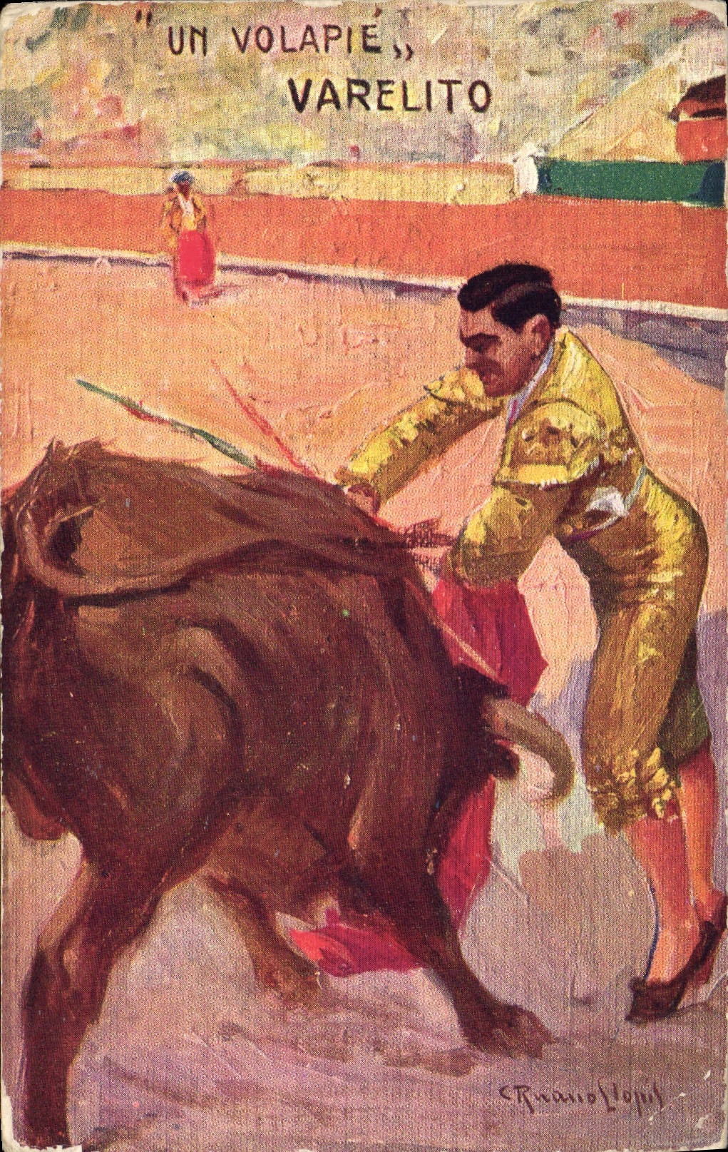 CPA Corrida Course de taureaux Un Volapie Varelito 