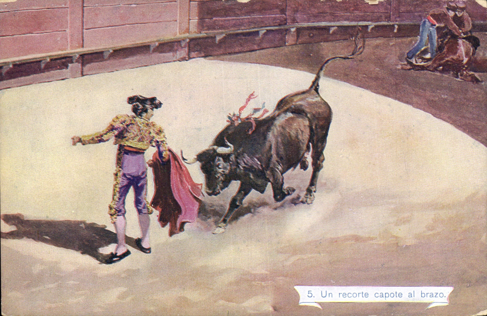 CPA Corrida Course de taureaux Un recorte capote al brazo 