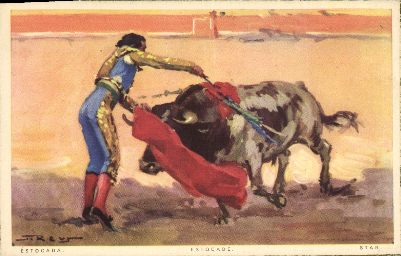 CPA Corrida Course de taureaux Estocade