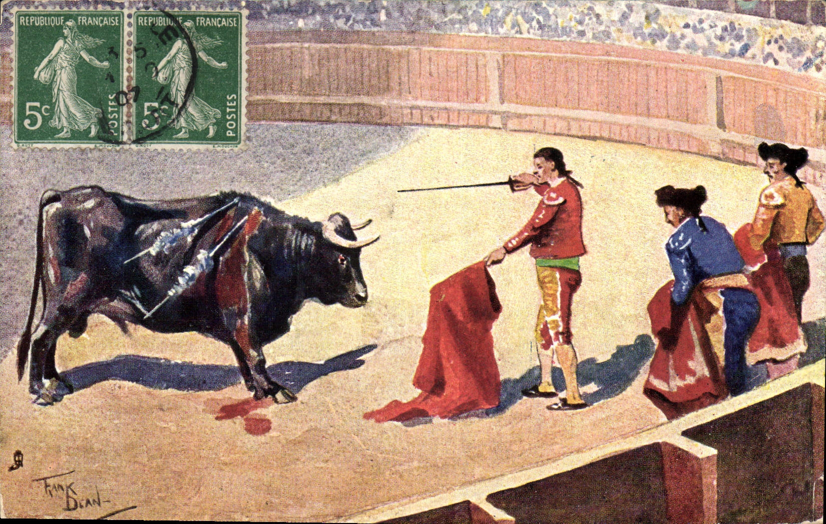 Postal Corrida Corrida de toros Preparing fuero the end