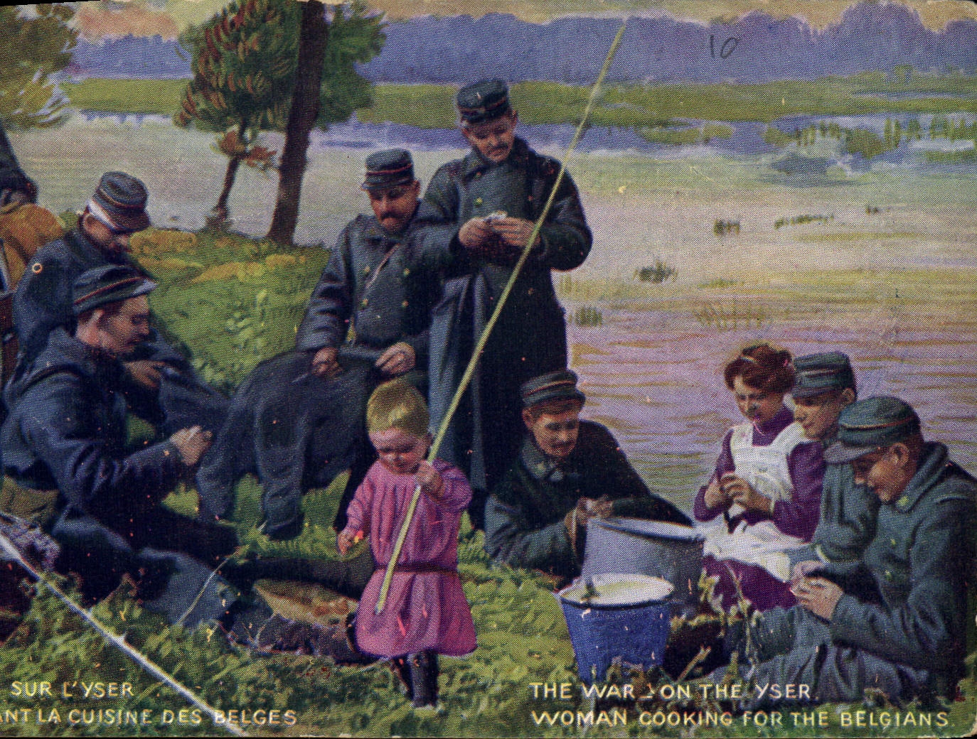 CPA Militaria Sur l'Yser Femme faisant la cuisine des belges