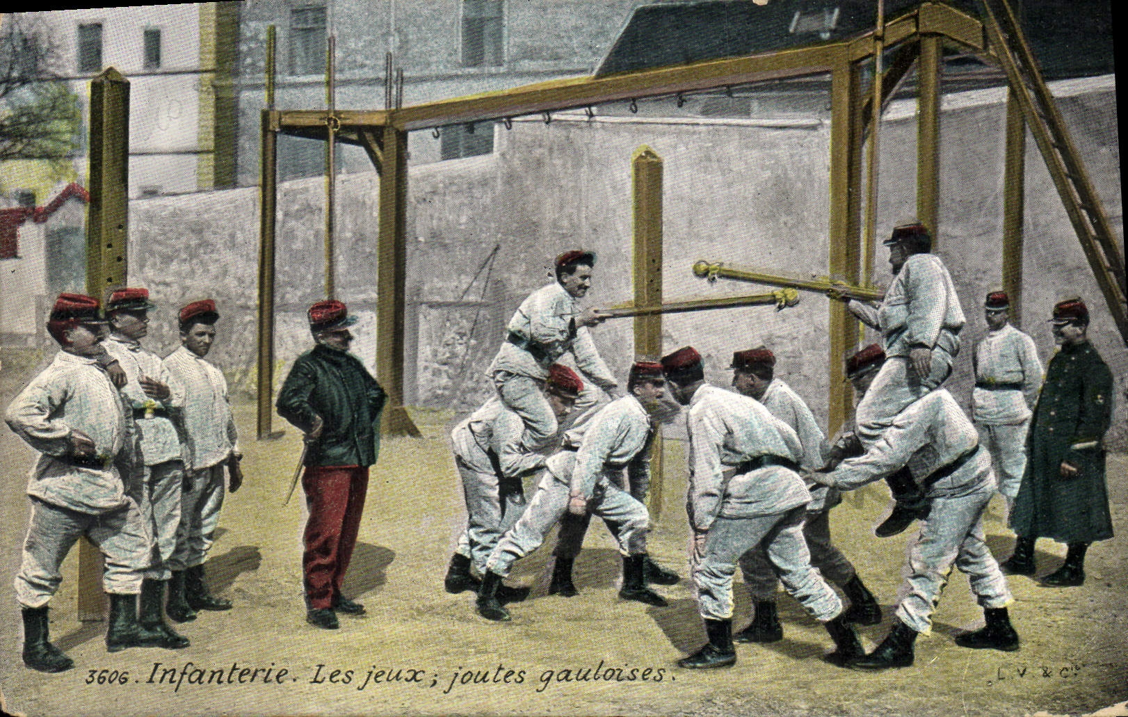 CPA Militaria Infanterie Les jeux joutes gauloises