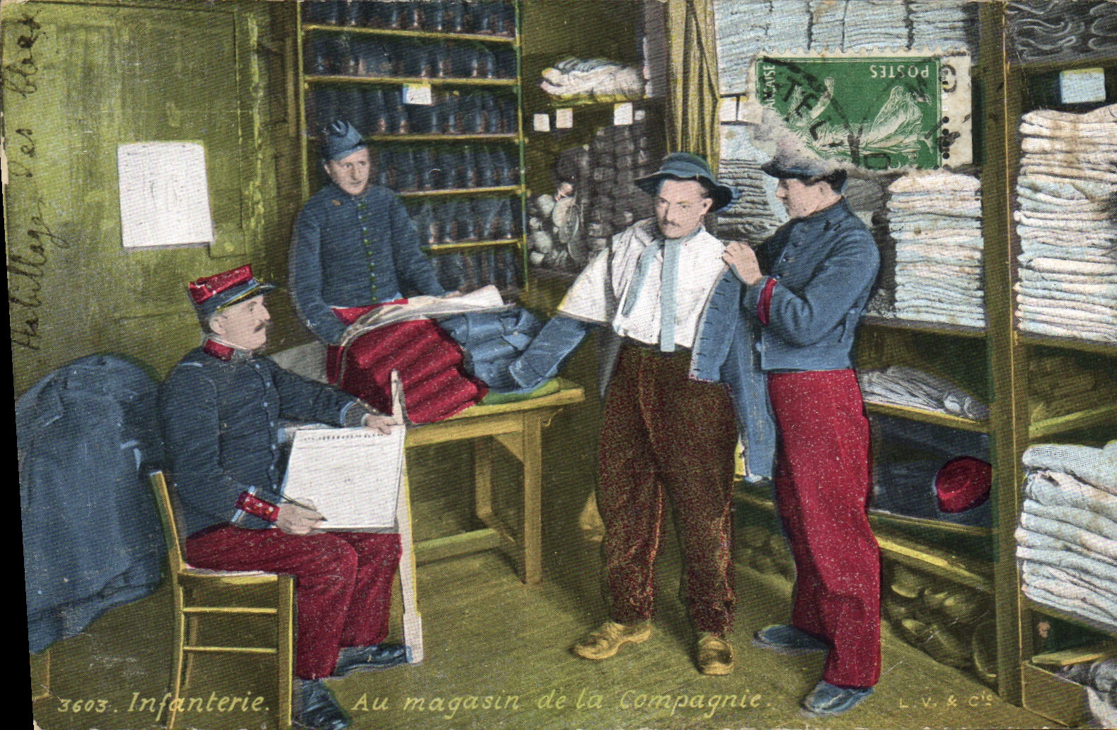 CPA Militaria Infanterie Au magasin de la compagnie