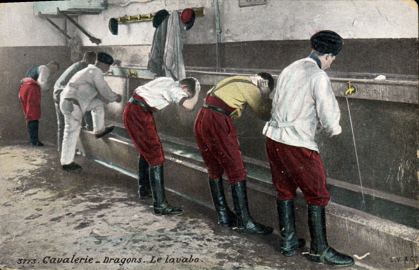 Vintage Postcard Militaria Cavalry Dragons the wash-hand basin