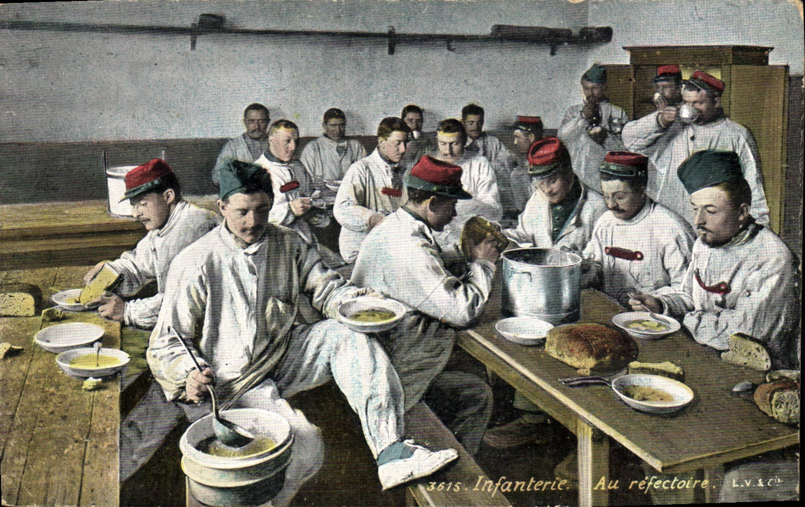 Vintage Postcard Militaria Infantry With the refectory