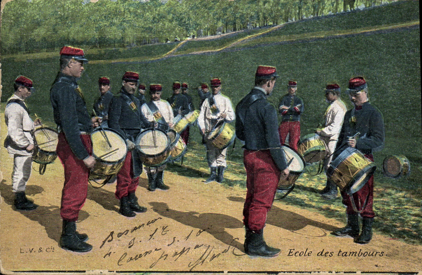 Vintage Postcard Militaria School of drums