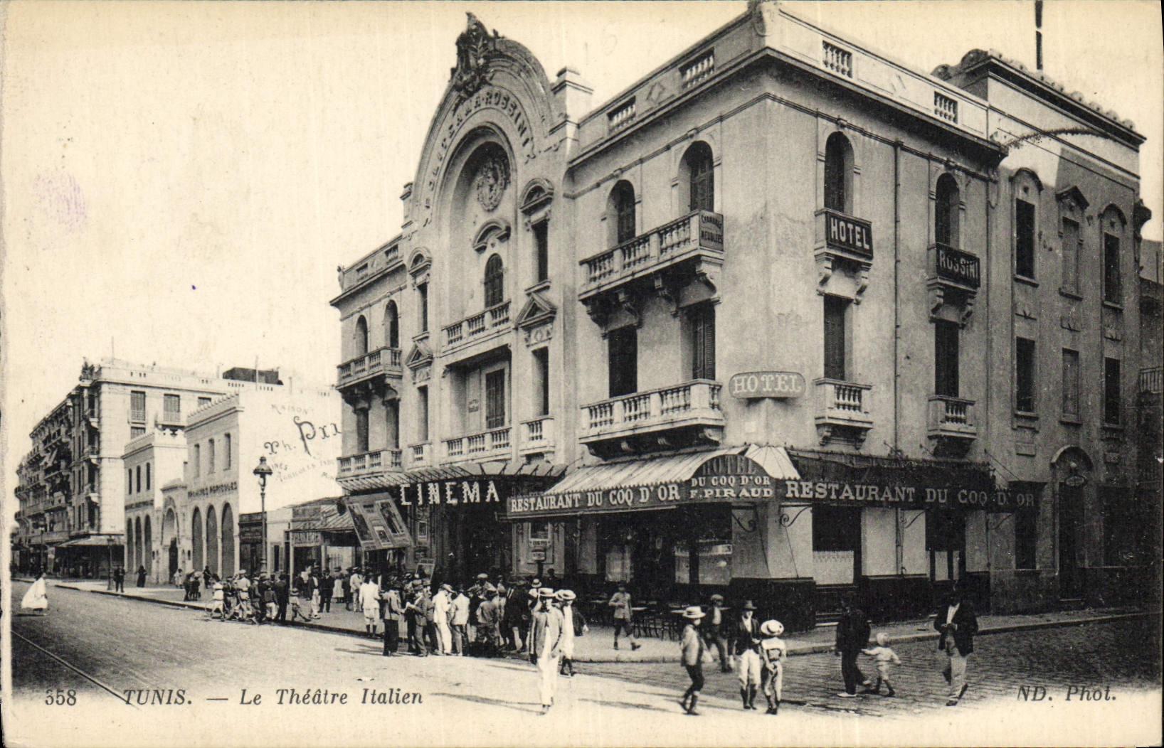 Vintage Postcard Tunis Cinema the Italian theater