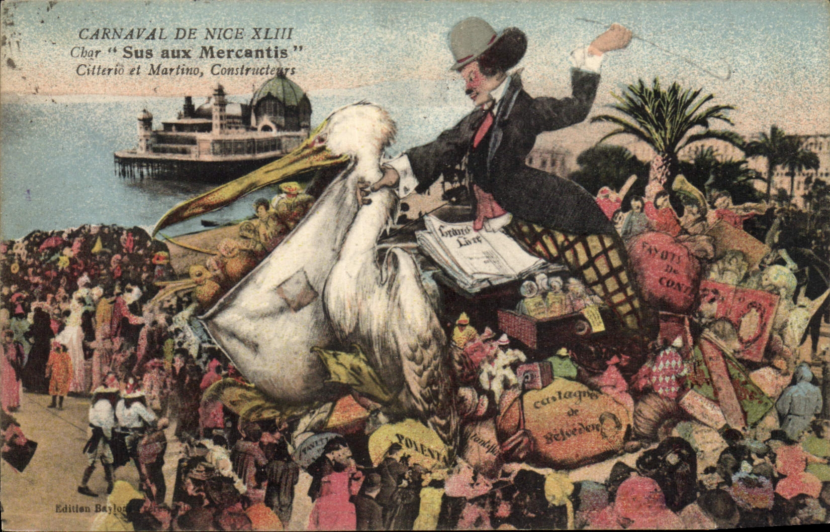 CPA Cinema Carnaval de Nice XLIII Char Sus aux Mercantis Pelican Charlot 