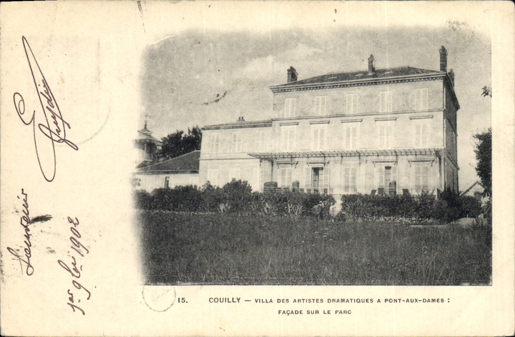 CPA Cinema Couilly Villa des Artistes dramatiques a Pont aux Dames Facade sur le parc