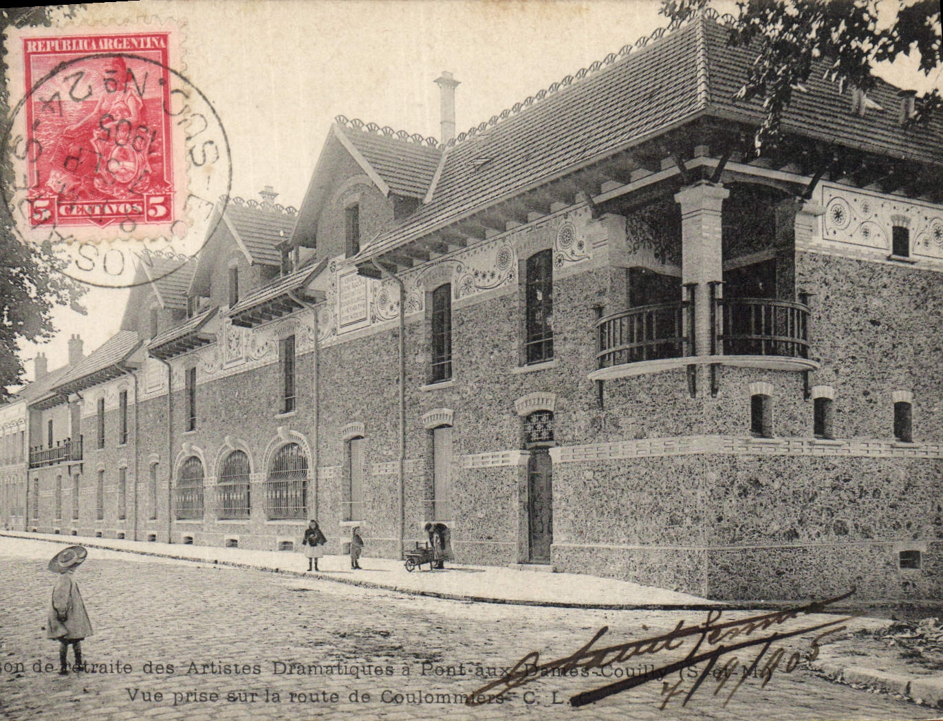 Vintage Postcard Cinema Old people's home of the stage actors has Pont with the Ladies Couilly Vue taken on the road of Coulommiers cheese