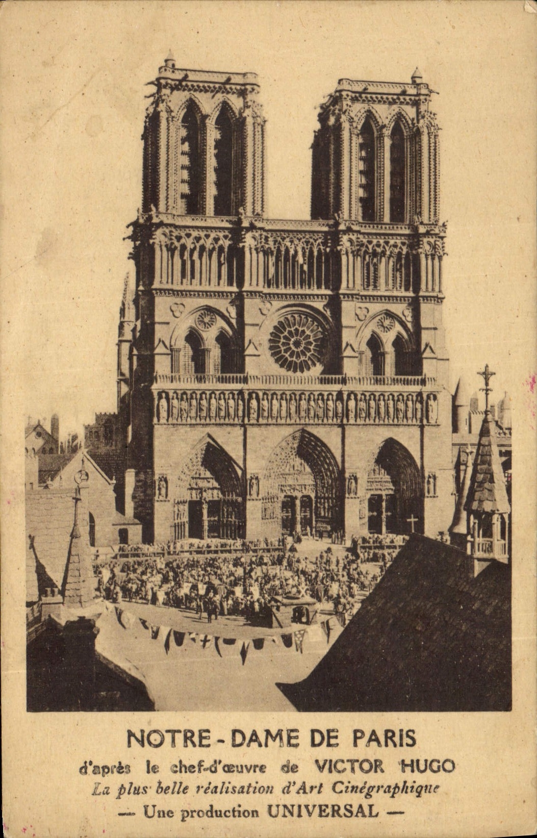 Vintage Postcard Cinema Notre Dame de Paris Victor Hugo Cinema De luxe hotel