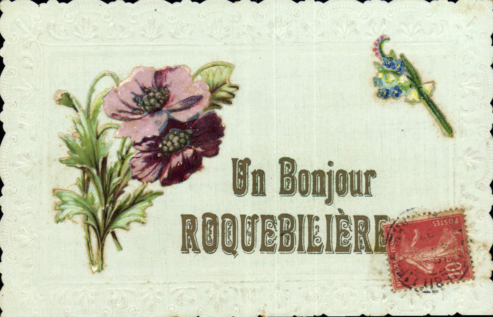 Vintage Postcard Brodee Fantasy Roquebiliere Flowers