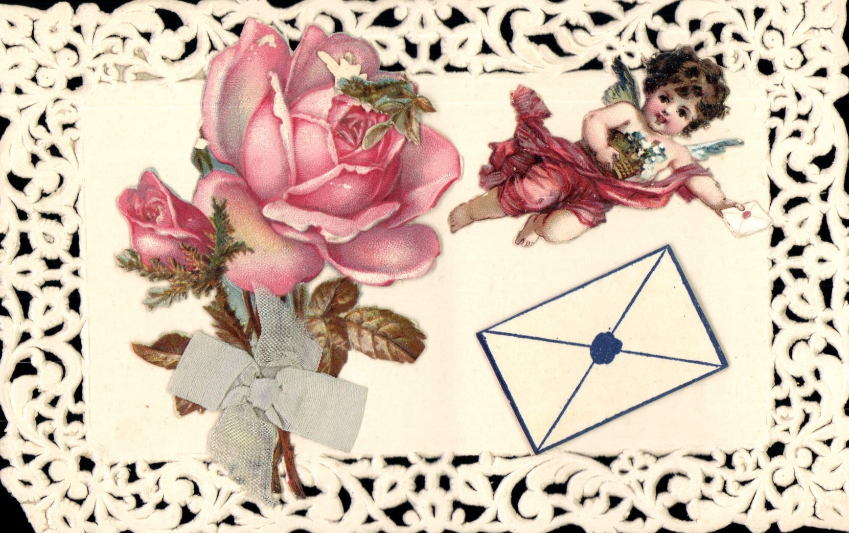 Vintage Postcard Brodee Fantasy Flowers Angel