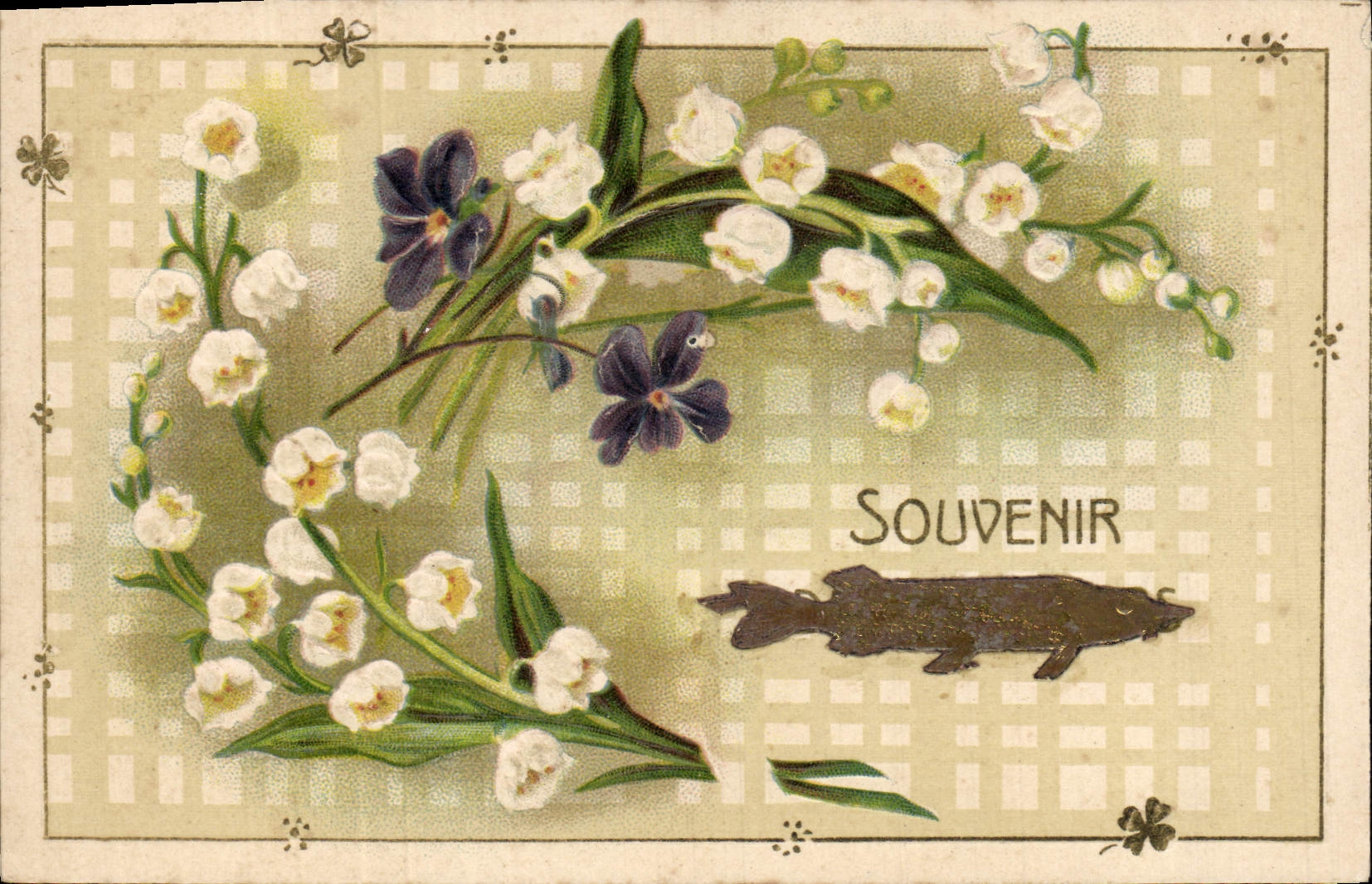 Vintage Postcard Fantasy Flowers Poisson April 1st Lily of the valley