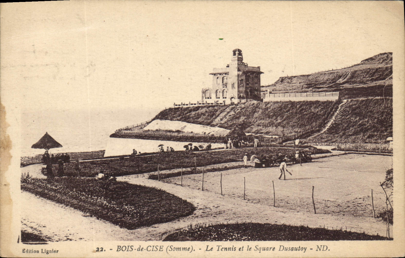 Vintage Postcard Tennis Wood of Cise tennis and the Dusautoy public garden