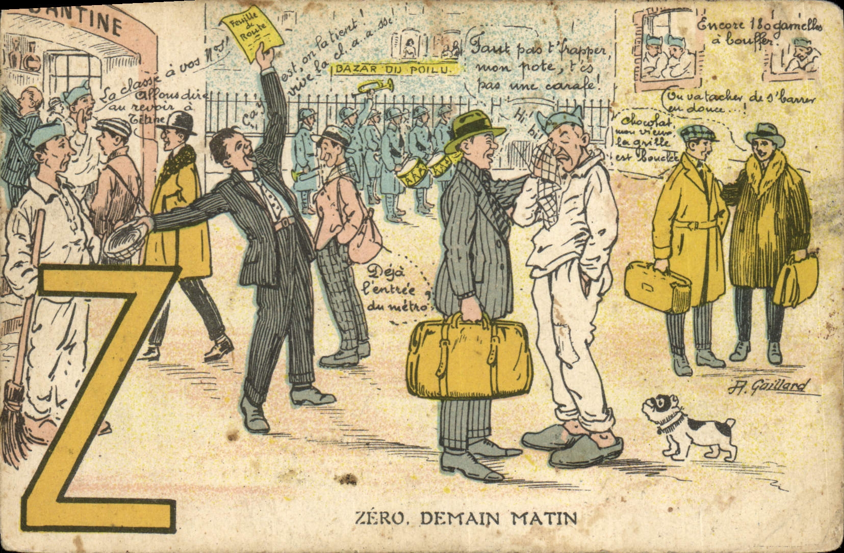 CPA Fantaisie Militaria Lettres Lettre Z 