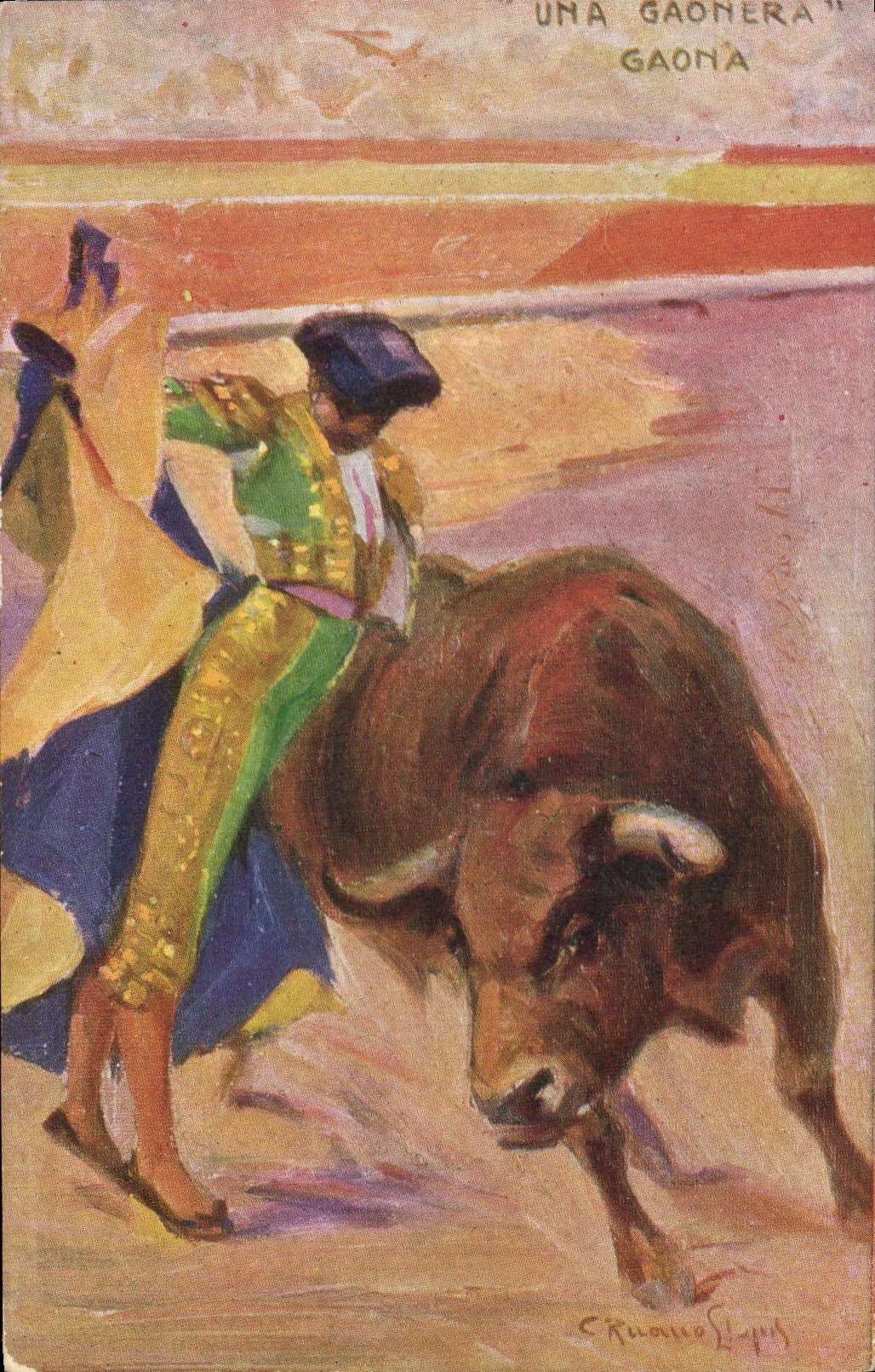 CPA Corrida Course de taureaux Una Gaonera Gaona