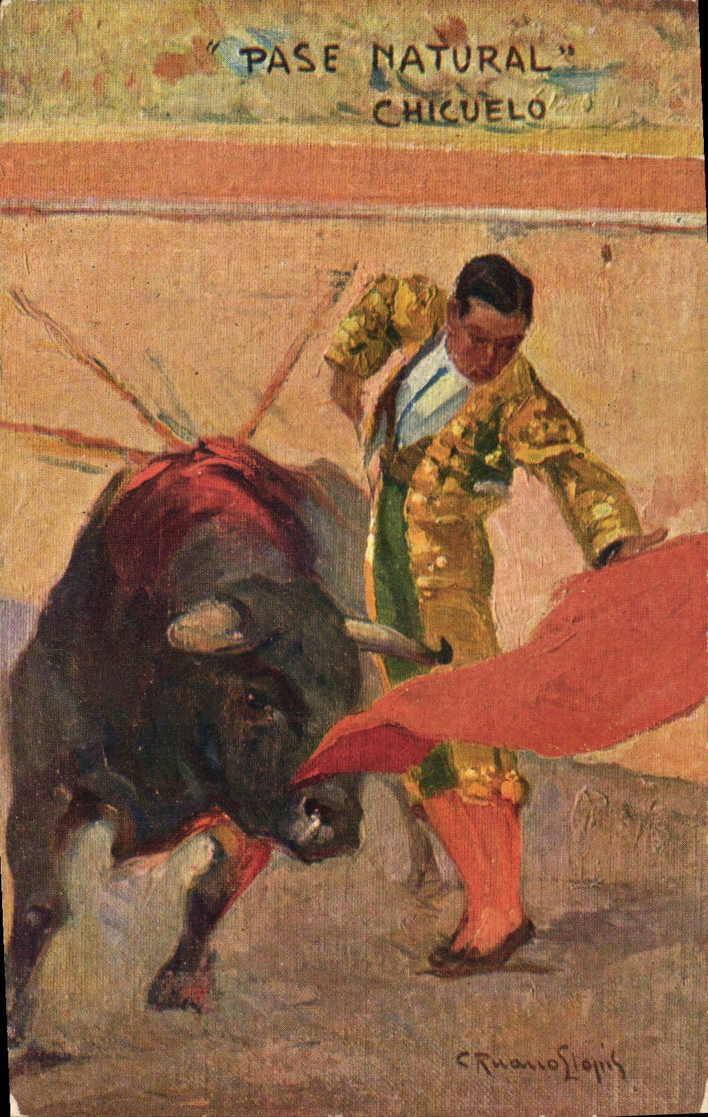 Postal Corrida Corrida de toros Paso Natural Chicuelo