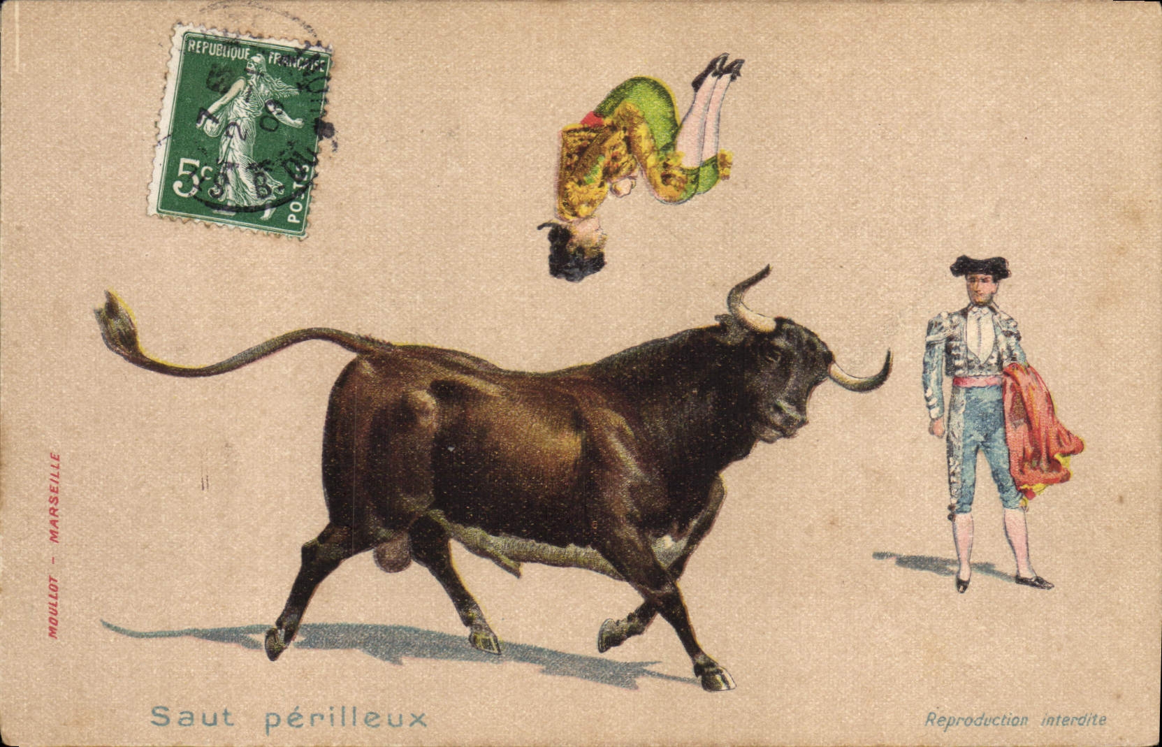 CPA Corrida Course de taureaux Saut perilleux