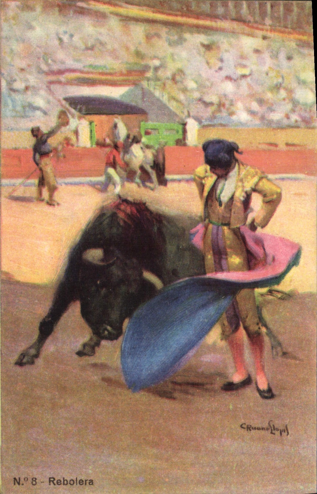 CPA Corrida Course de taureaux Rebolera