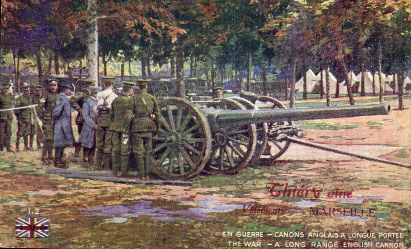 CPA Militaria Canons anglais a longue portee