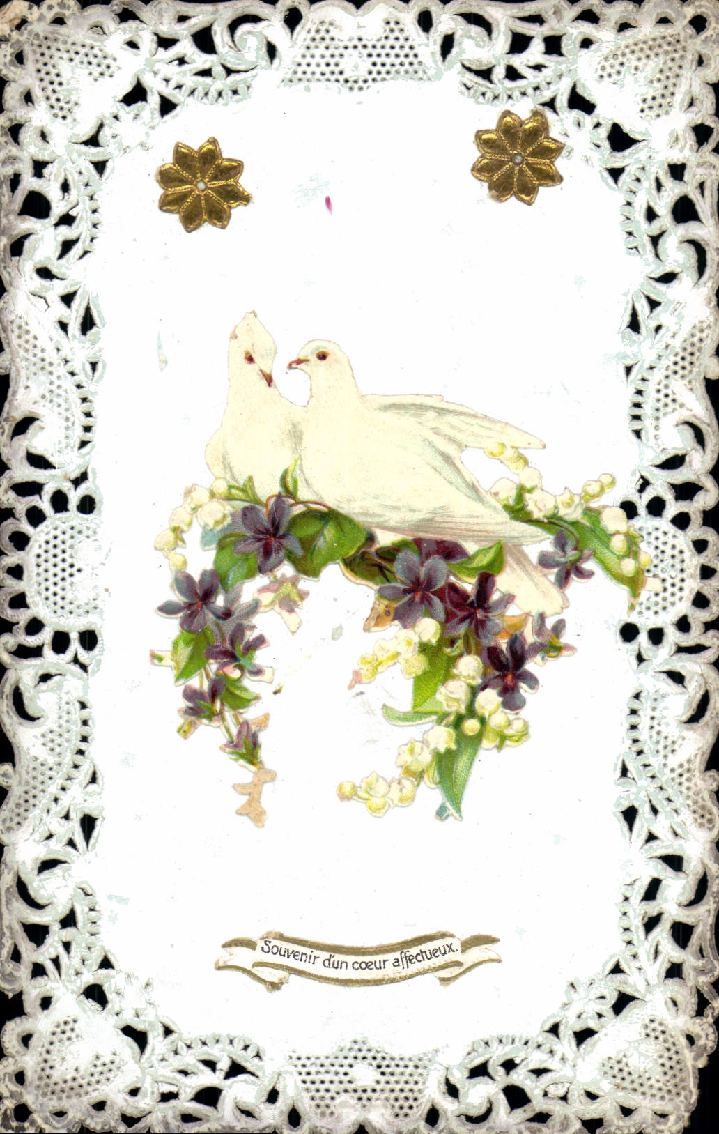 Vintage Postcard Brodee Fantasy Flowers Doves