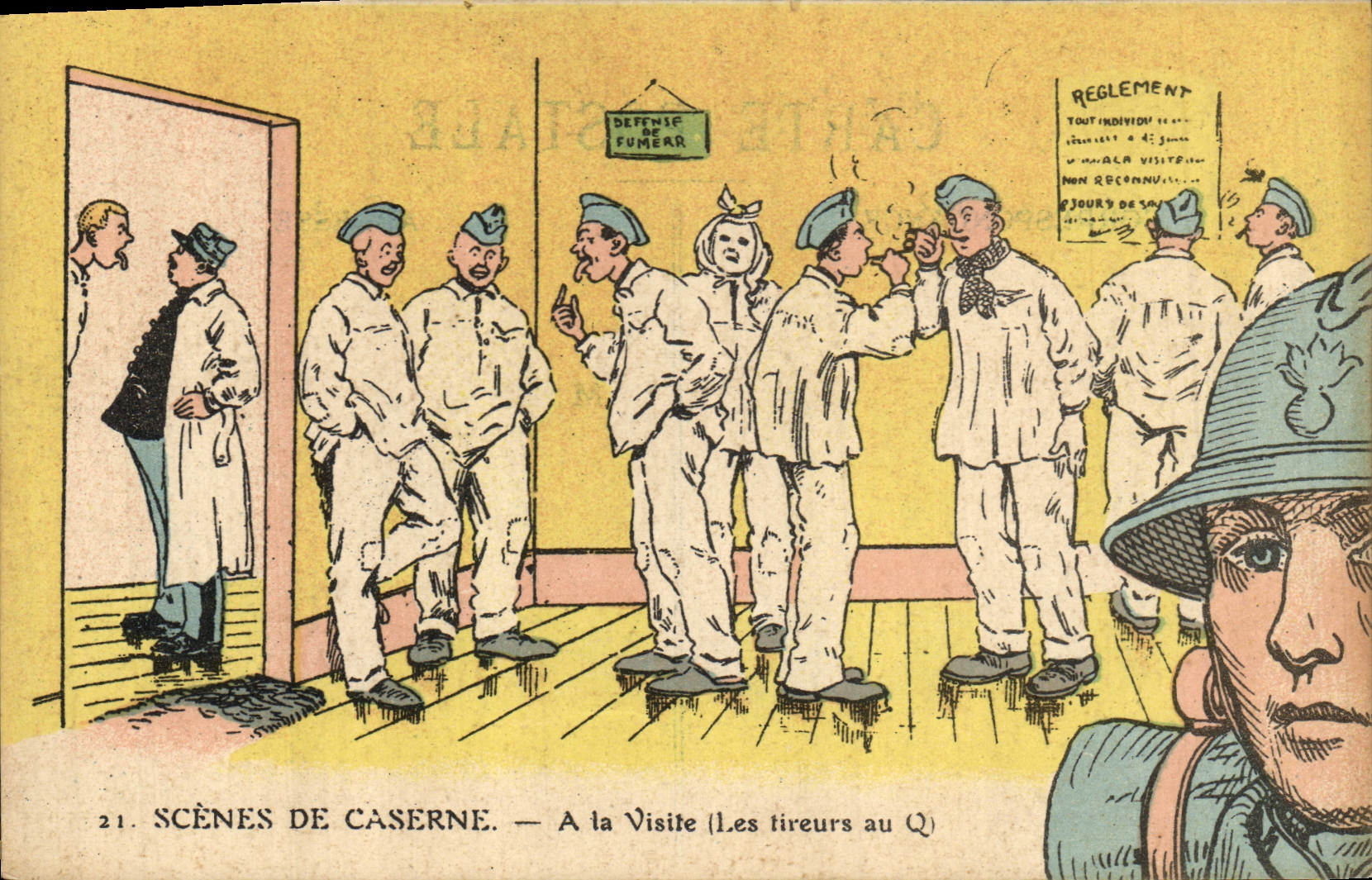 CPA Puzzle Militaria A la visite Les tireurs au Q Docteur 