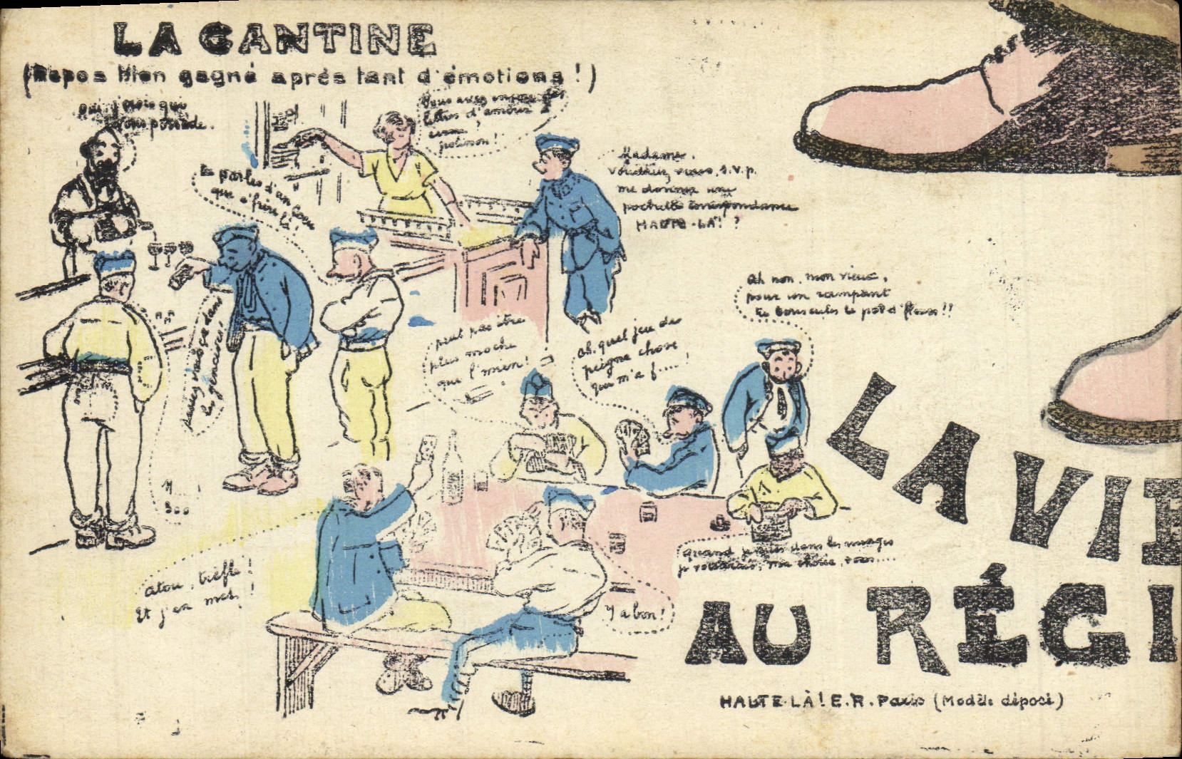 CPA Puzzle Militaria La cantine 