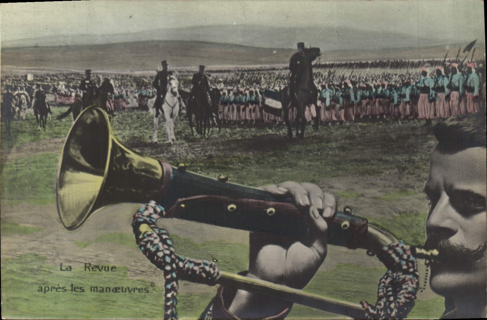 Vintage Postcard Militaria Puzzle the review after the operations Zouaves