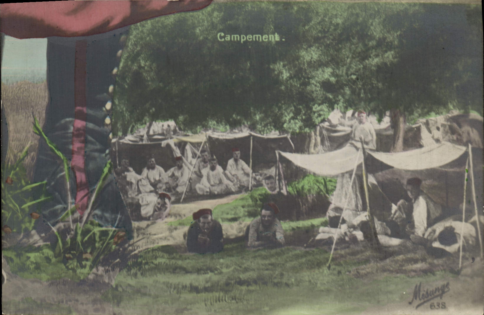 Vintage Postcard Puzzle Militaria Camping Zouaves