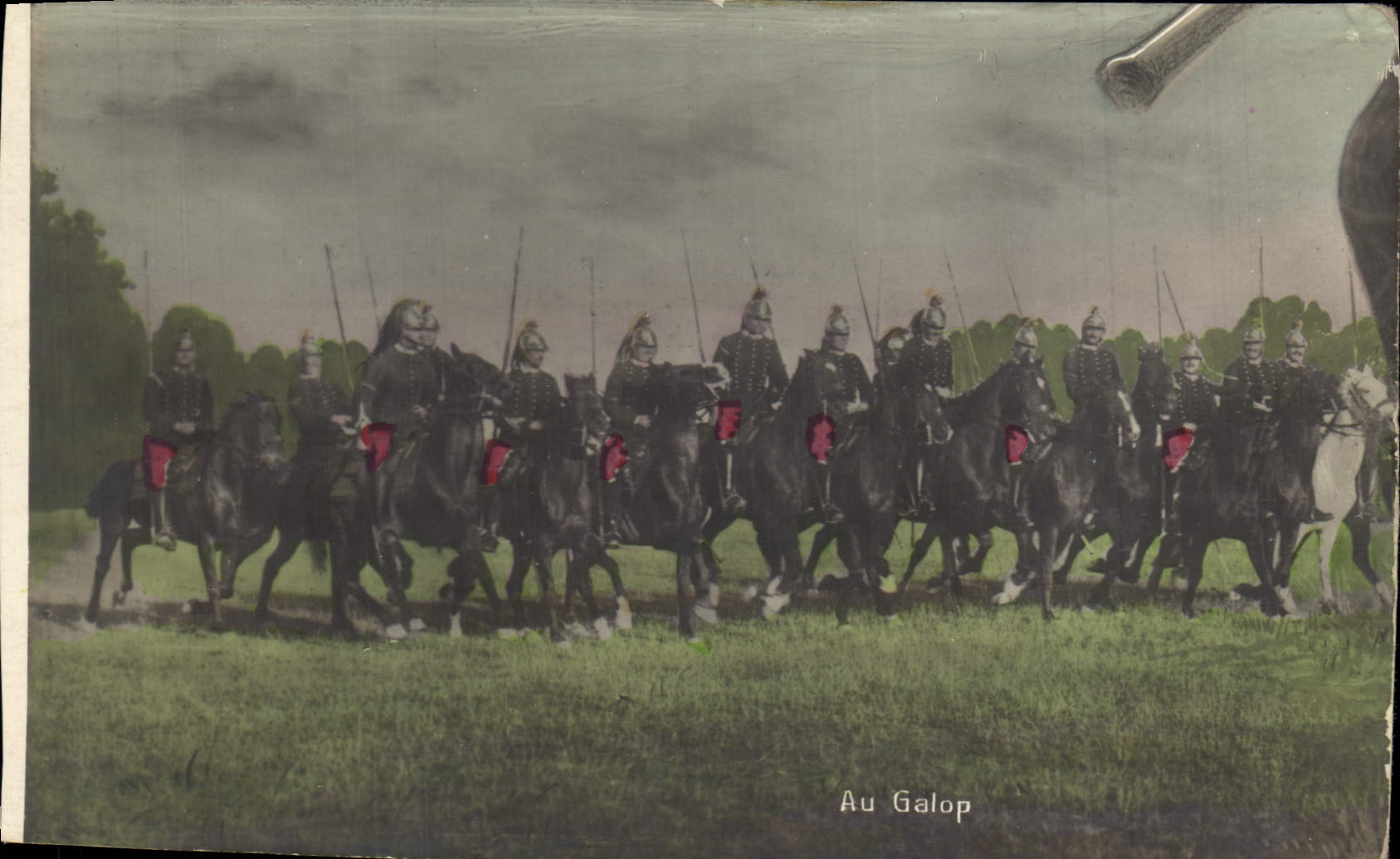 Vintage Postcard Militaria Puzzle With the gallop Dragons