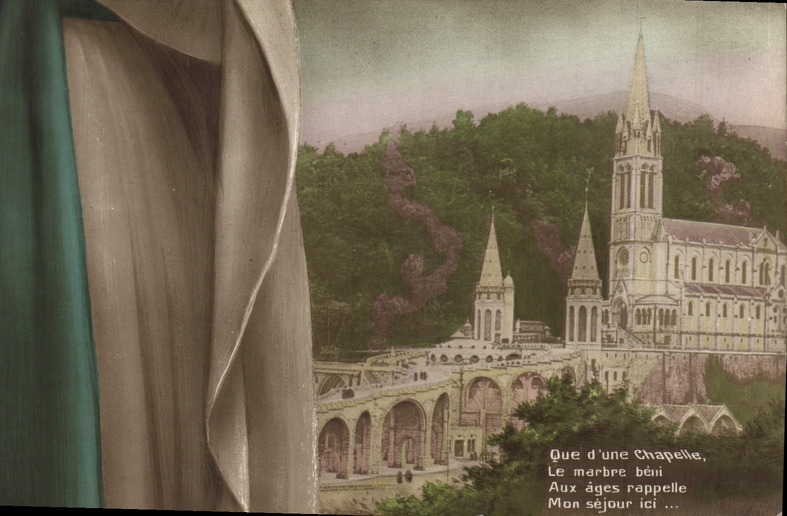 CPA Puzzle Lourdes Basilique 