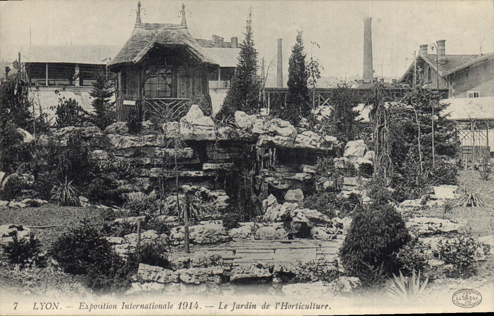 Vintage Postcard Lyon International exhibition 1914 the garden of horticulture