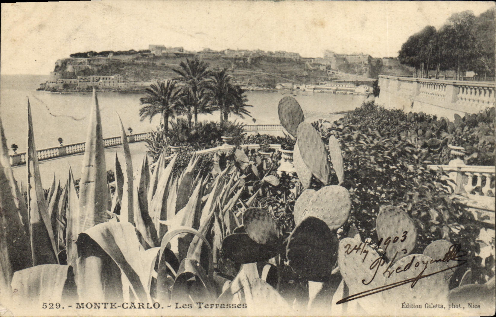 Vintage Postcard Monte Carlo terraces