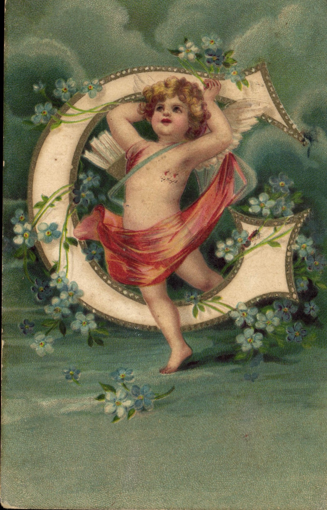 CPA Fantaisie Ange Lettres Lettre C
