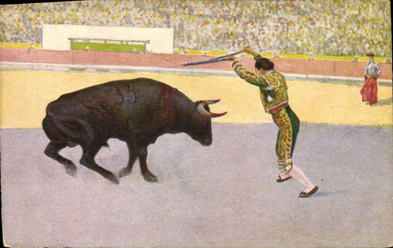 Vintage Postcard Bullfight Bullfight Banderilleando Al cuarieo