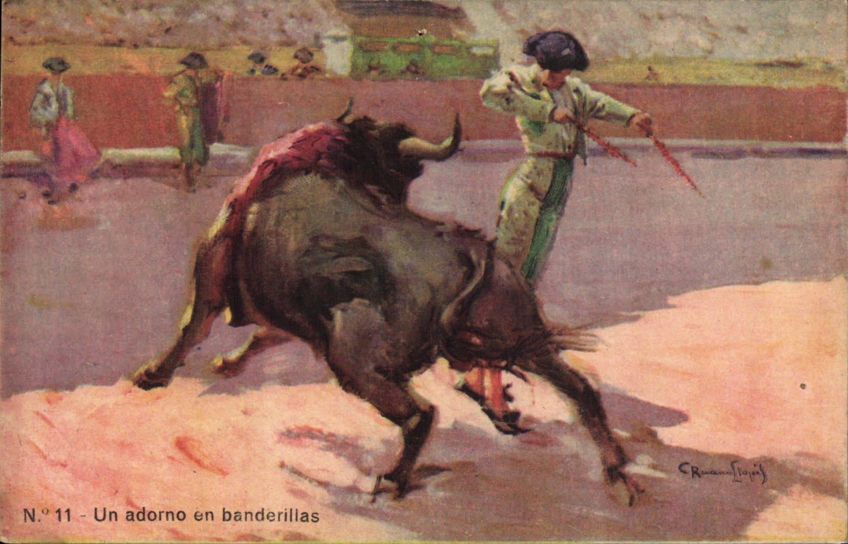 CPA Corrida Course de taureaux Un adorno en banderillas