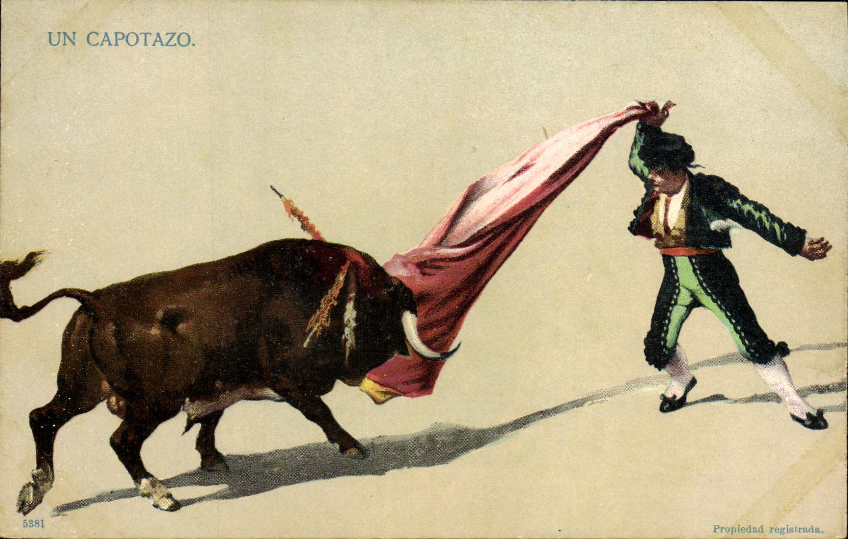 Vintage Postcard Bullfight Bullfight a capotazo