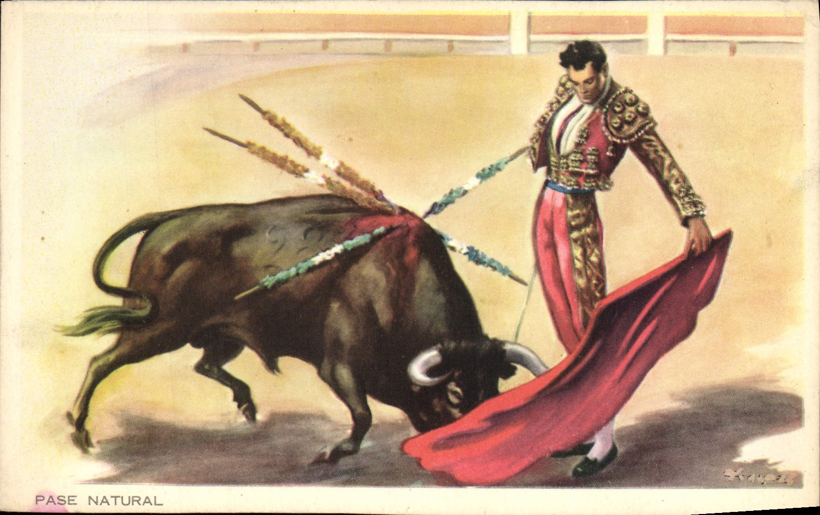 Postal Corrida Corrida de toros Paso natural