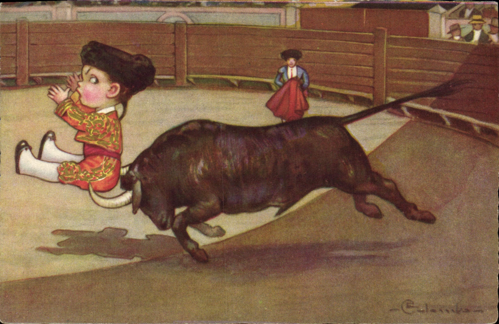 Vintage Postcard Bullfight Bullfight Child