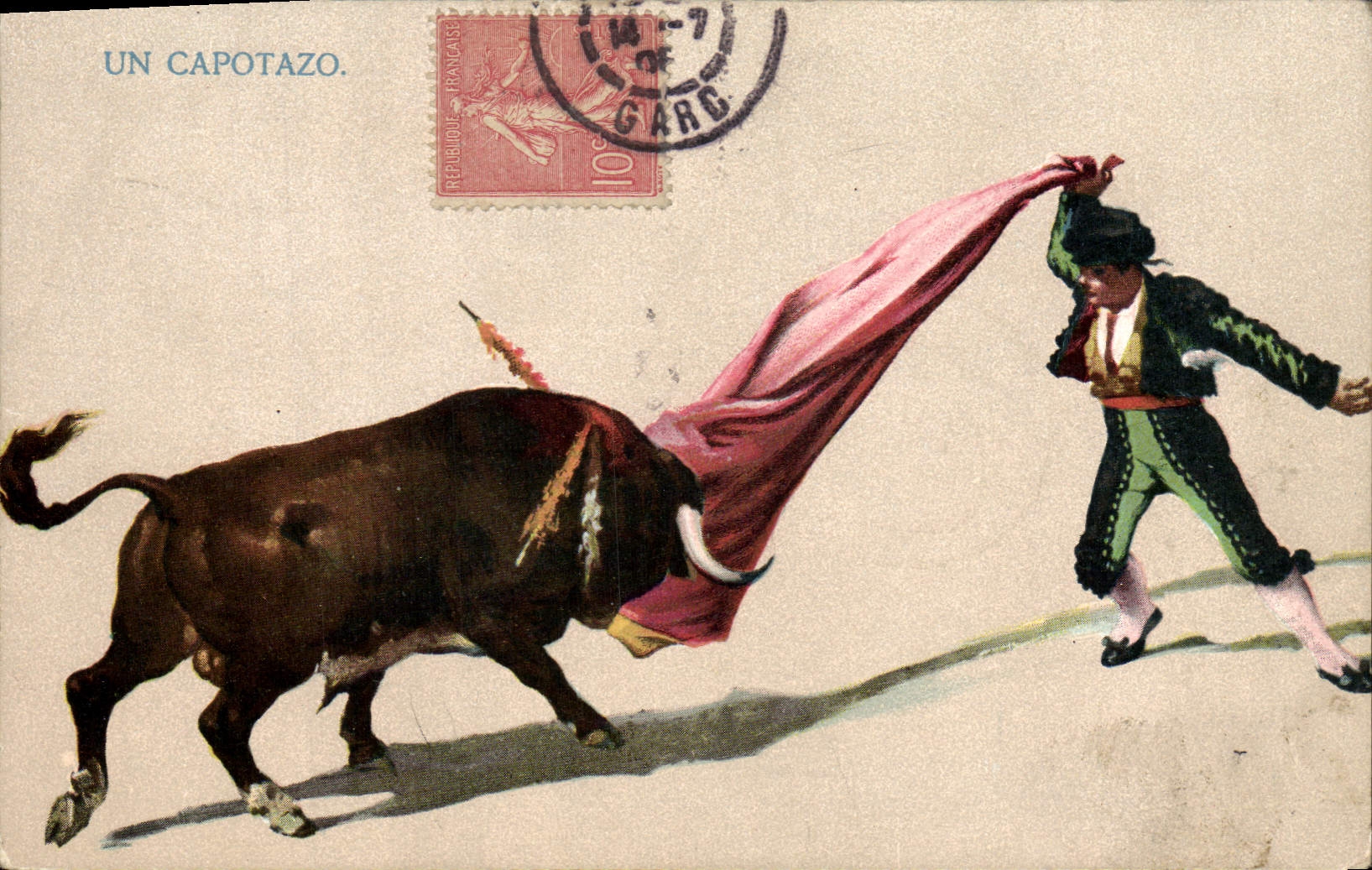 CPA Corrida Course de taureaux Un Capotazo 