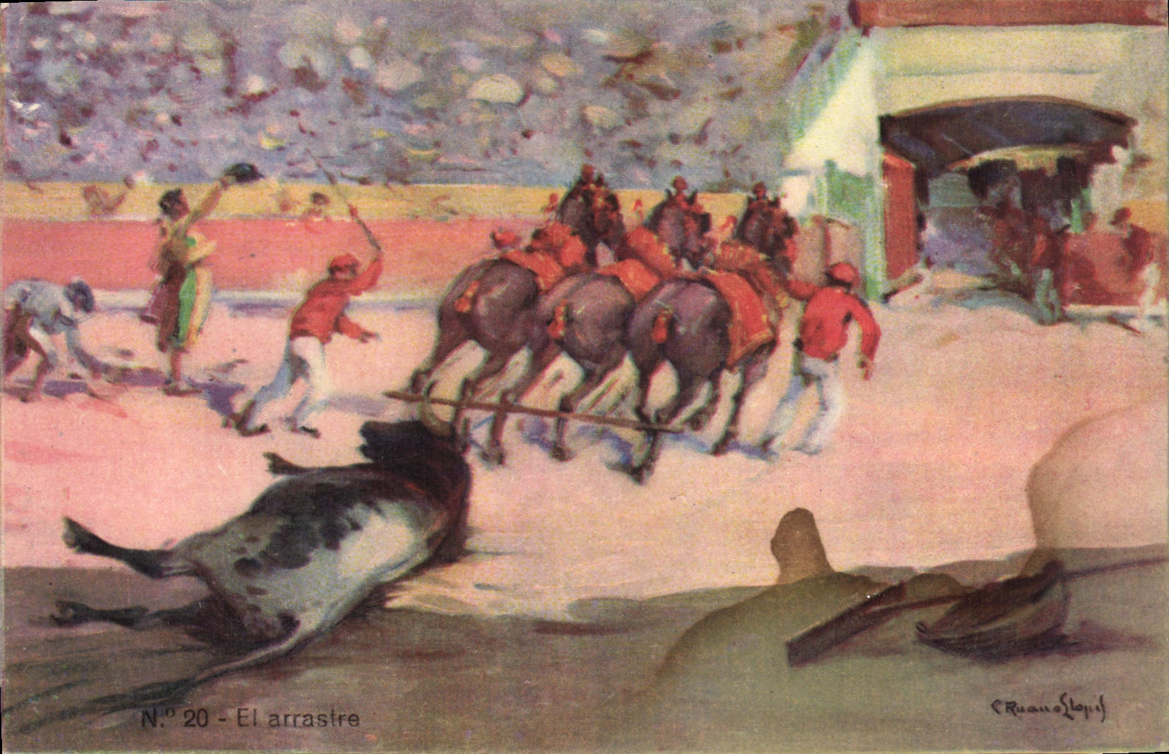 CPA Corrida Course de taureaux El arrastre 