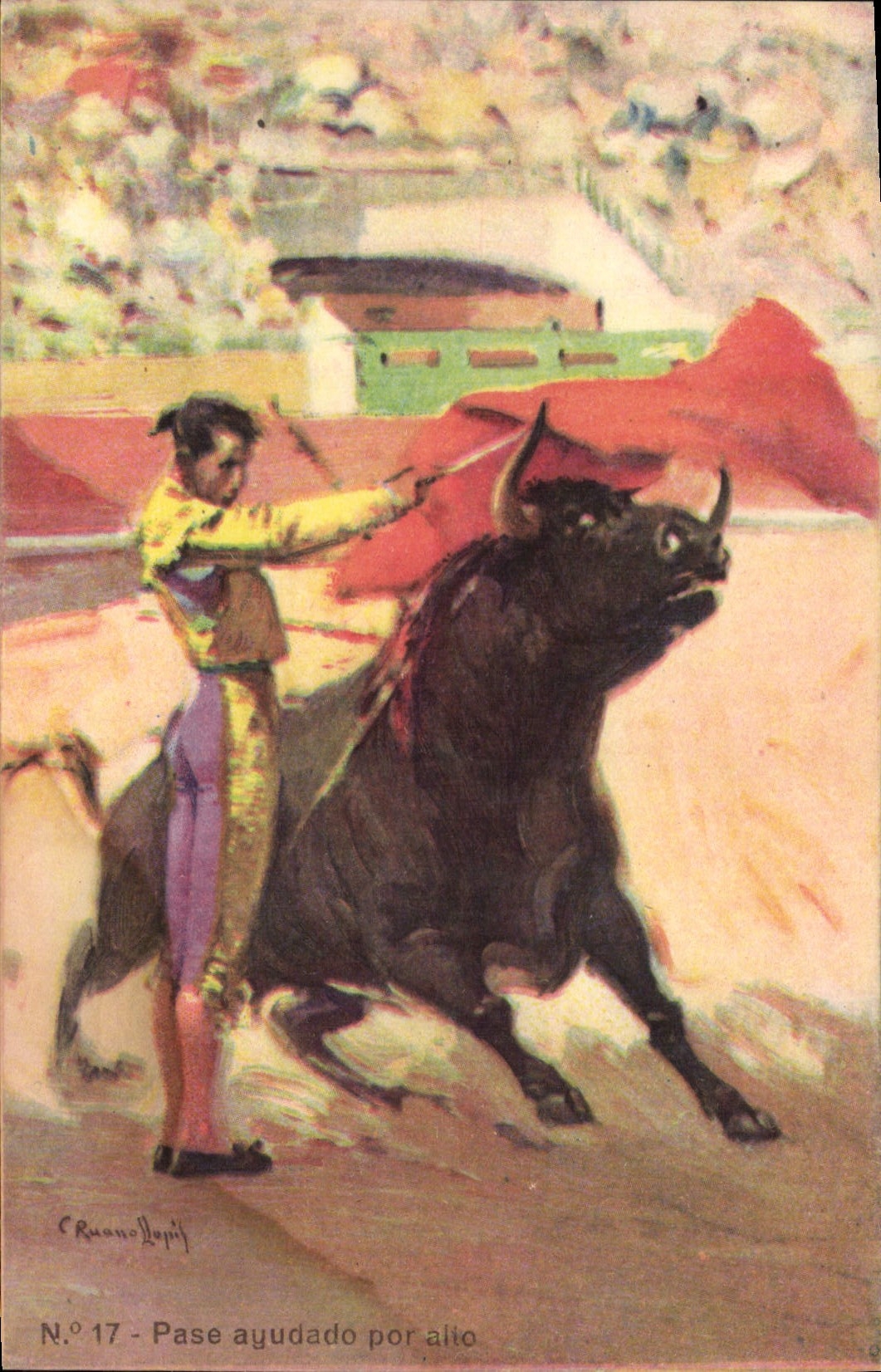 CPA Corrida Course de taureaux Pase ayudado por allo 