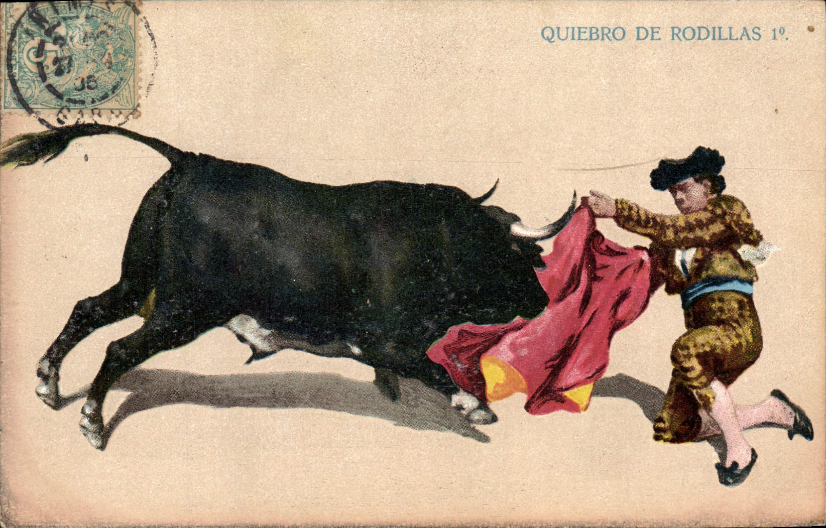 CPA Corrida Course de taureaux Quiebro de Rodillas