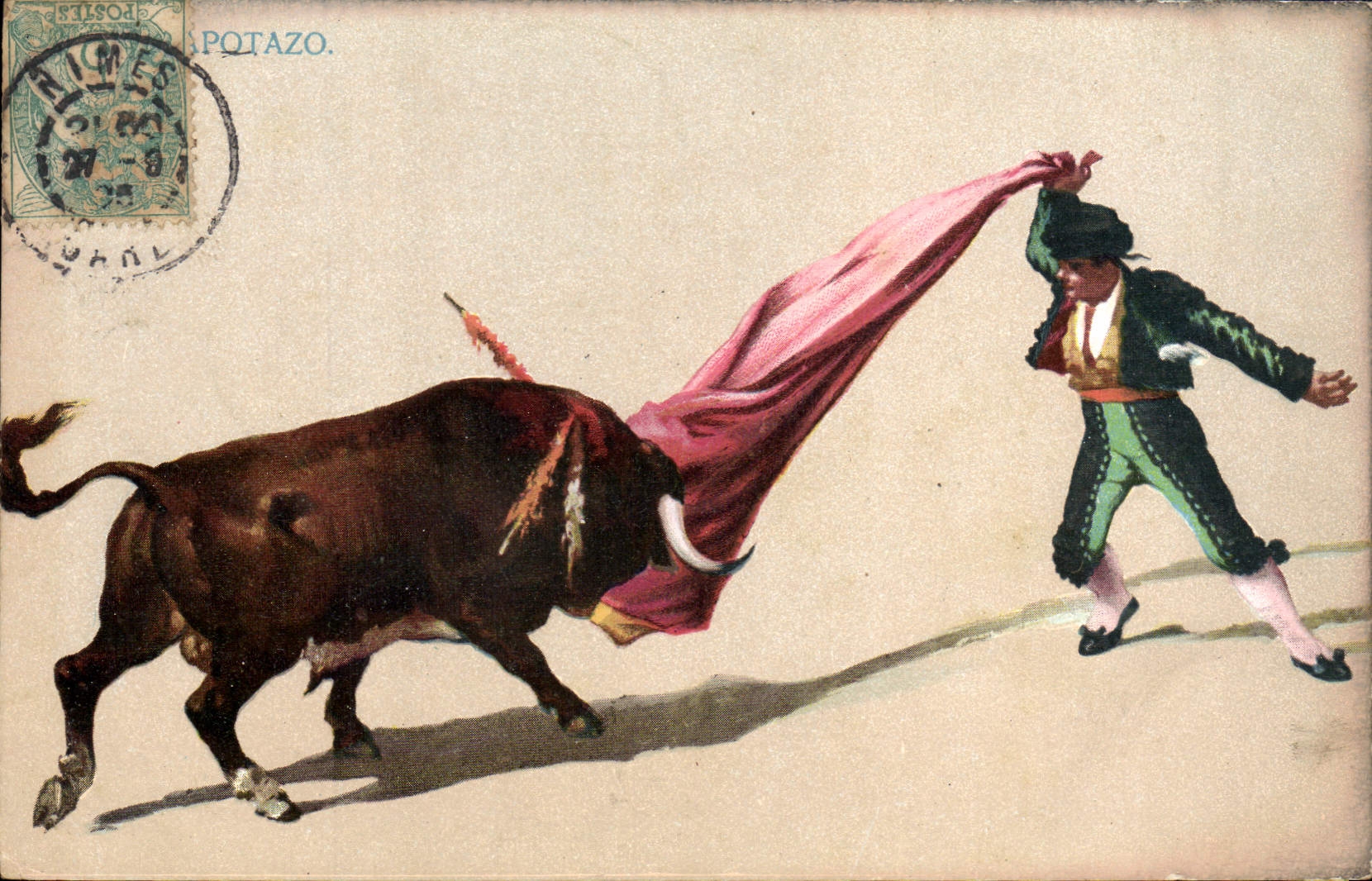 Vintage Postcard Bullfight Bullfight Potazo