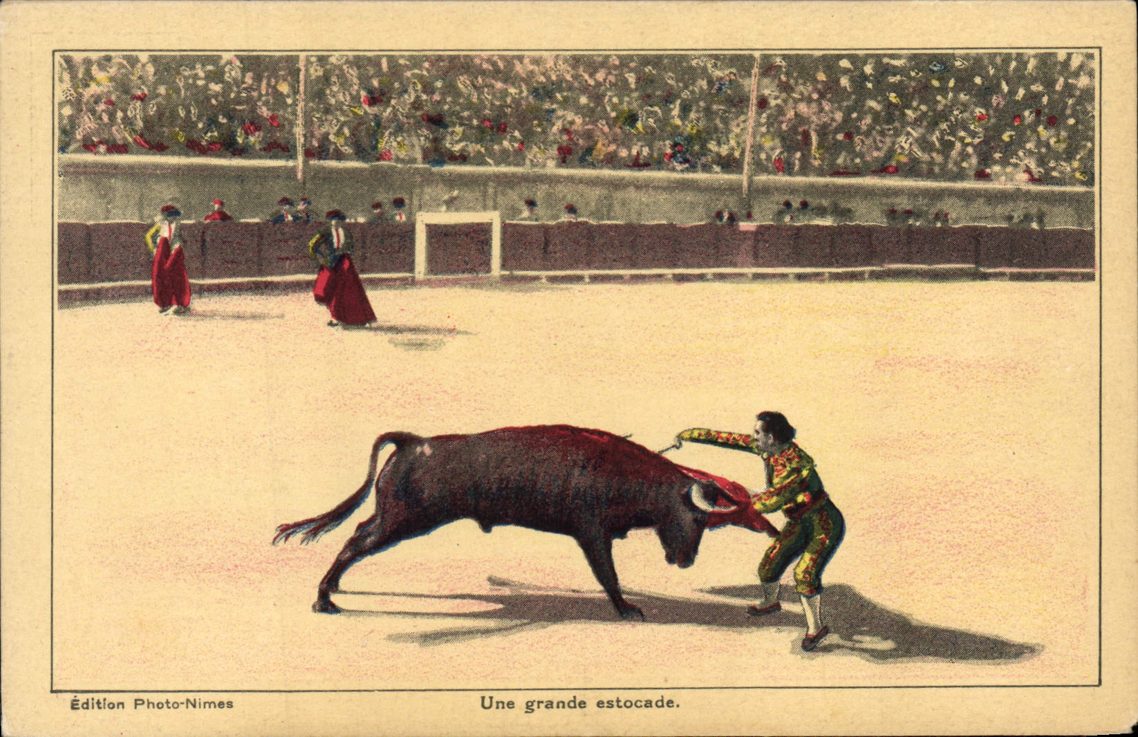 Vintage Postcard Bullfight Bullfight a large thrust
