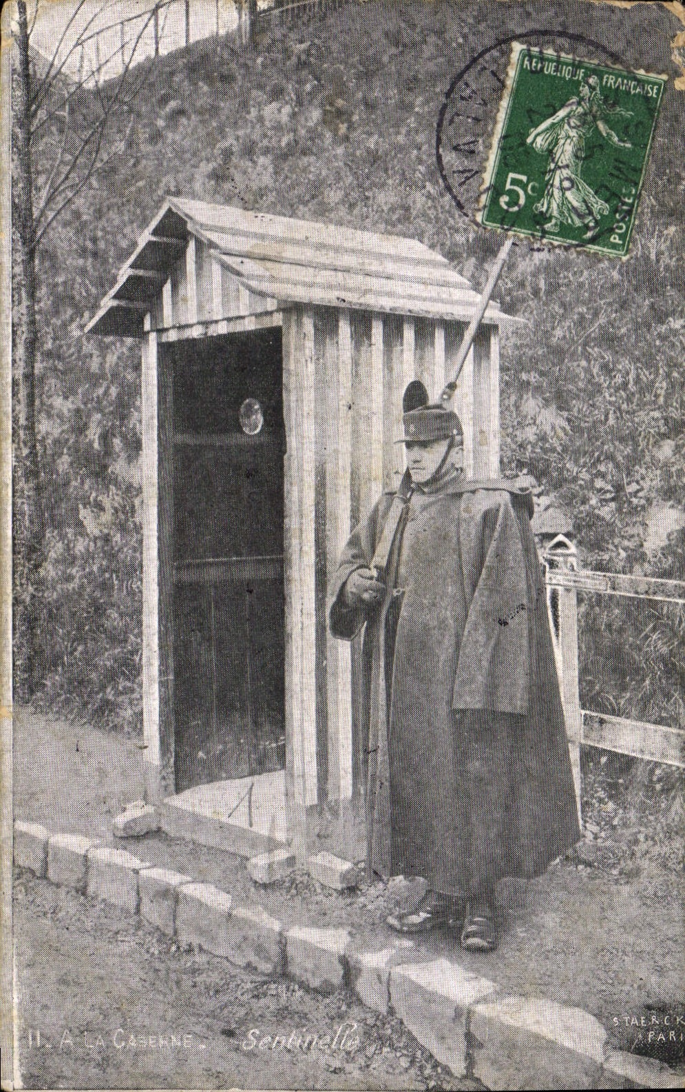 Vintage Postcard Militaria With the barracks Sentinel