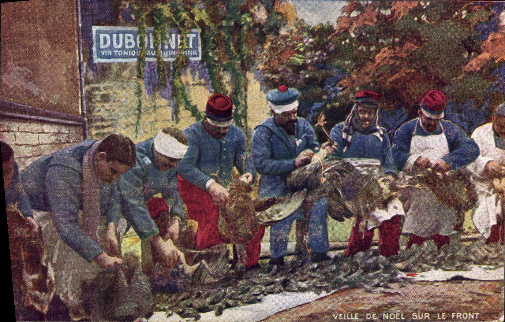 CPA Militaria Veille de Noel sur le front Dubonnet